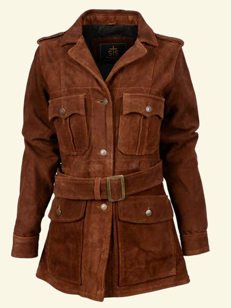 The Brooklyn Deluxe Brown Suede Jacket - Jewelry Lady Red River