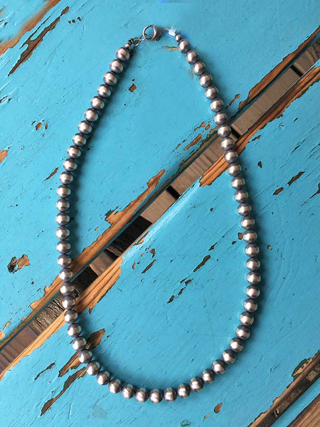 20 Three Strand Graduated Navajo Pearls Sterling Silver Necklace by R