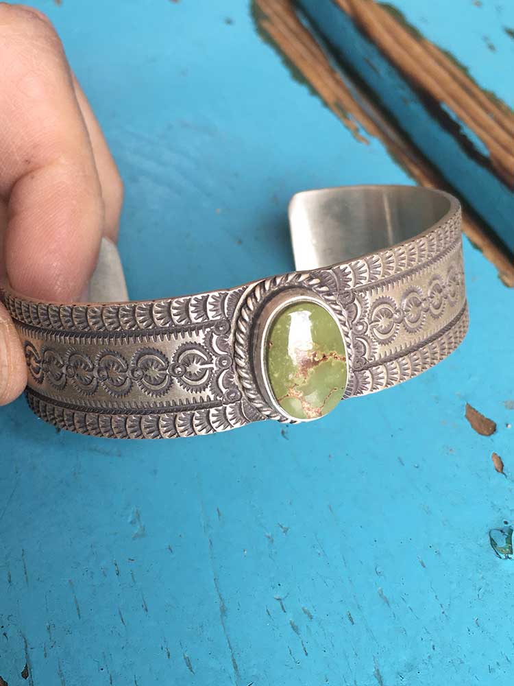 Handmade Green Gemstone 925 Sterling Silver Bangle Cuff Bracelet – Miss Pop  Art